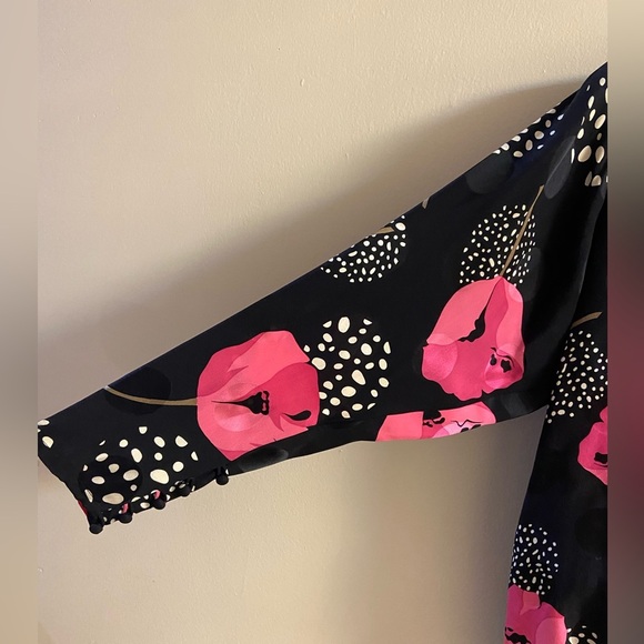 Saint Romei Vintage 80s‎ Floral Silk Midi Dress Large - Picture 5 of 8